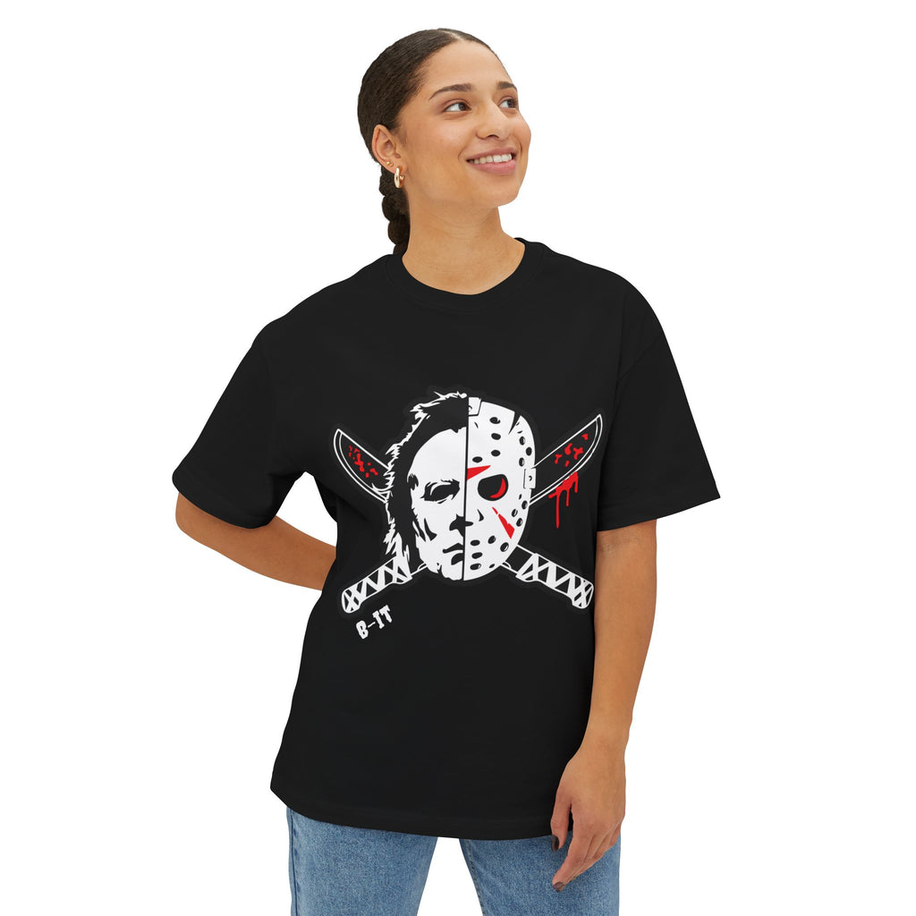 Horror Movie Graphic Tee, Unisex Oversized Boxy Shirt, Halloween Costume Top, Gift for Horror Lovers, Spooky Apparel
