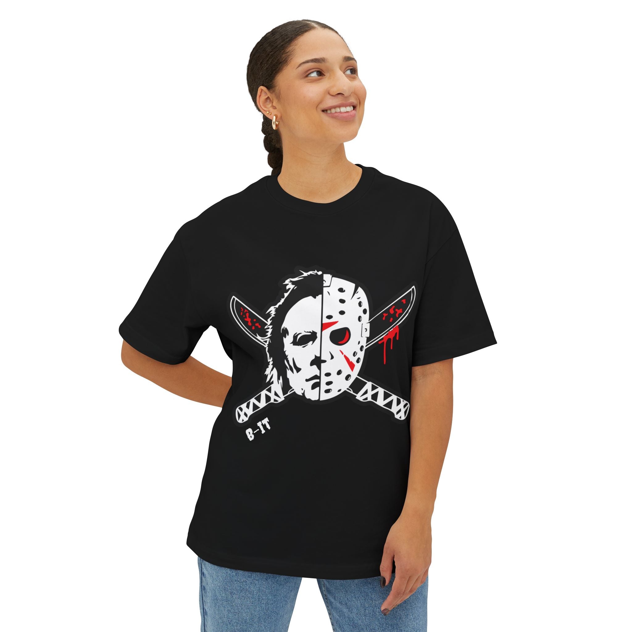 Horror Movie Graphic Tee, Unisex Oversized Boxy Shirt, Halloween Costume Top, Gift for Horror Lovers, Spooky Apparel