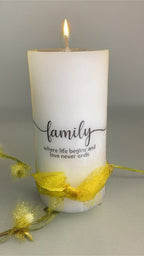 Customized white candle Pilar