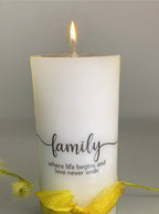 Customized white candle Pilar
